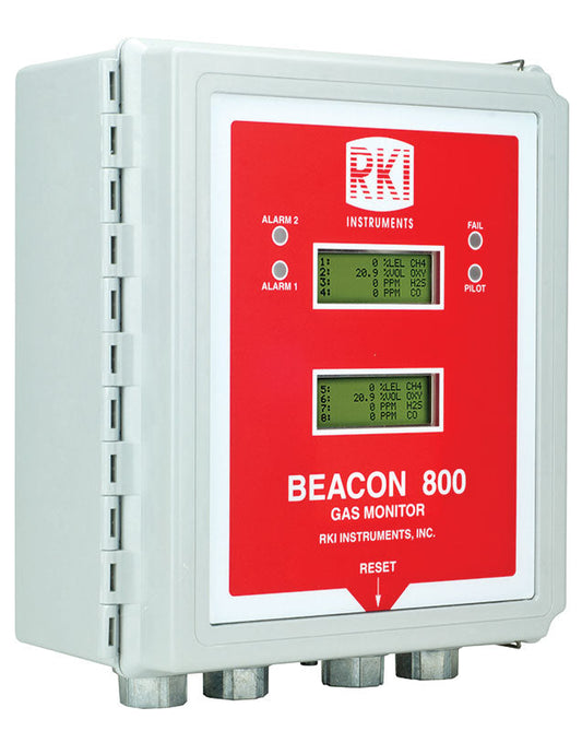 Beacon 800 fixed gas detection controller, angled view, by RKI Instruments