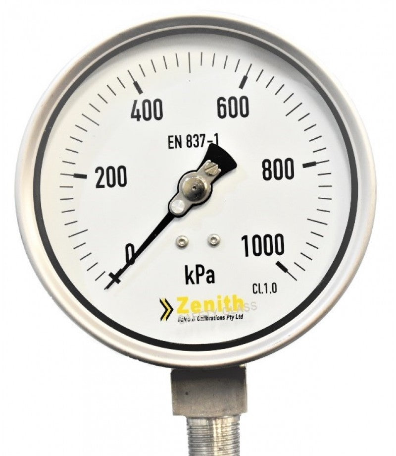 Pressure Gauge Full SS Dial Size 100mm ( 4.0" ) Rear / Back Entry 3/8" BSPT